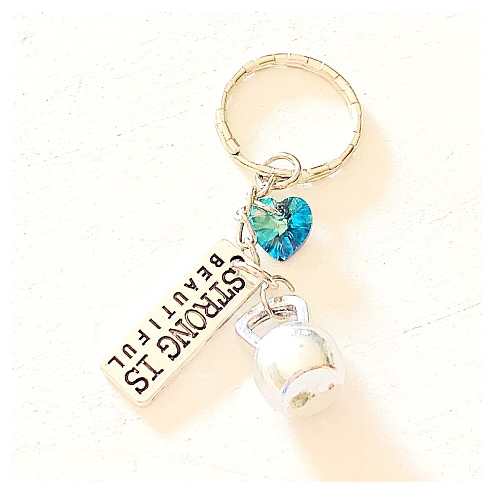 Personalized 🦋 Strong is Beautiful Charm Keychain